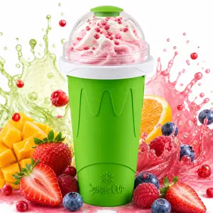 DealsForYouDays Reusable Silicone DIY Slushie Maker Cup - SummerWins Washable Kitchen Utensil with Cover, Lid, Spoon & Straw, Portable Freezing Squeeze Tool for Juice or Milk, Kid-Friendly Ice Cream Cooler