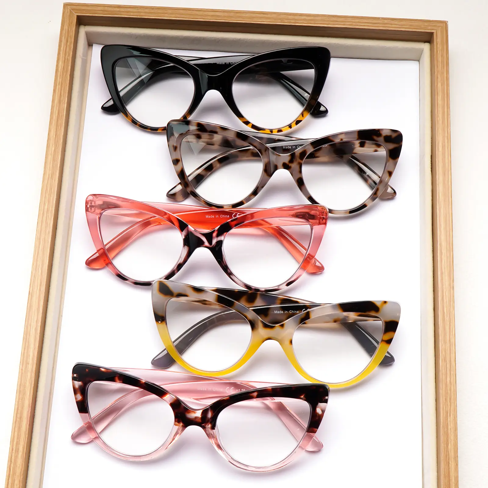 5 Pack Fashion Cat Eye Reading Glasses for Women Blue Light Blocking Oversized Spring Hinges Computer Readers Plastic Material Comfortable & Stylish