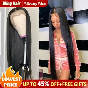 Bling Hair 4x4/13x4/13x6 Straight/Body Wave Human Hair 180% Density Lace Front Wigs Real Hair Natural Color Pre Plucked Lace Frontal Wigs Brazilian Remy Lace Closure For Women TikTokShopBlackFriday