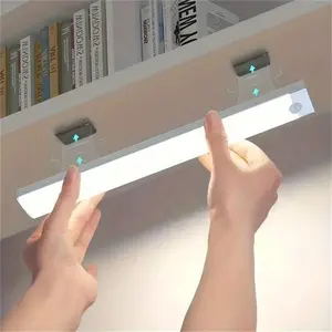 USB Rechargeable Under Cabinet Light, Motion-Sensor LED Light, Ultra-thin Wireless LED Light Bar for Kitchen Cabinet, Stairway, Hallway, Wardrobe, Adjustable Lights