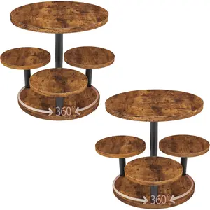 2 Pack Rotatable Cupcake Stand for 50 Cupcakes, Wood Tiered Cupcake Tower, Rustic Dessert Table Display Set, Round Serving Tray for Party Wedding Birthday
