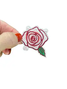 Red Rose Embroidered Patch