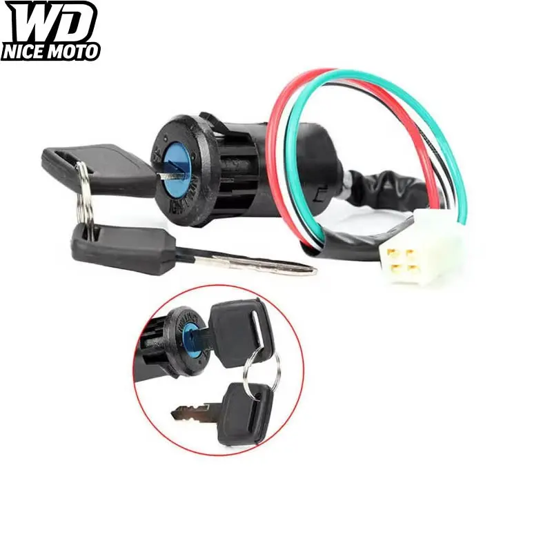 WD NICE MOTO Motorcycle Ignition Switch + Keys, Scooter Accessories for Quad Dirt Bike, Atv On/off Plastic Universal Fit Essential Replacement Parts
