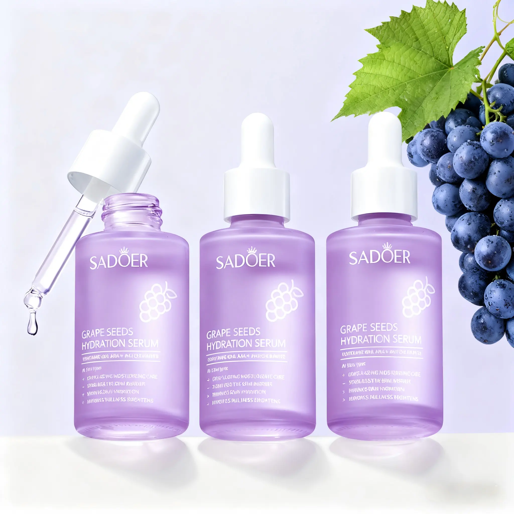 Grape seed Moisturizing Essence 30ml, long-lasting moisturizing care, deeply nourishes the skin, moisturizes, tightens and soothes, increases skin moisture and improves dullness，Enhance skin barrier vitality，Refreshing and easily absorbed