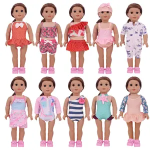 18 Inch American Girl Doll Fashion, Lifelike Doll Clothing, Korean Style Summer Vacation Clothes, Casual Jumper and Swimsuit Set, Doll Clothing Set for Kids