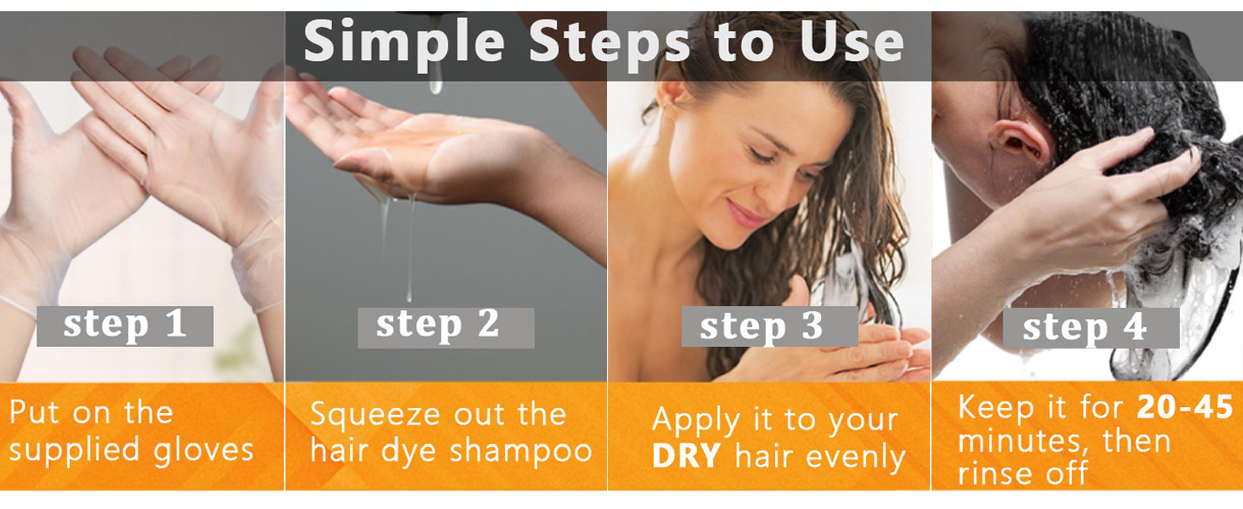 Orange Hair Dye Shampoo 5-in-1 for Gray Hair, Herbal Ingredients Natural Color Shampoo Hair Dye for Women Men, Long Lasting Brown Hair Dye Colors in Minutes, Champu Para Canas Gentle DIY Home Salon, 500ml