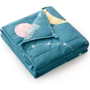 Weighted Blanket 3 Pounds Washable, Best for 20-40lb Breathable Cotton Heavy Blanket with Nontoxic Glass Beads - 36" x 48" Star Moon Blue