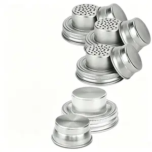 4-Pack Universal Mason Jar Shaker Lids, Stainless Steel Spice & Seasoning Dispenser Lids with Silicone Seal