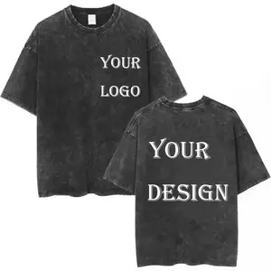 Vintage Washed Custom Printed T-Shirt, Unisex Premium Cotton DIY Tee, Personalized Photo Logo Graphic Design, Harajuku Streetwear Style, Loose Casual Fashion Custom Daily Top for Men Women