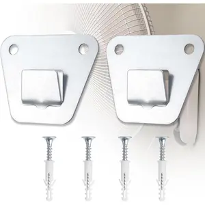 2-Set Heavy Duty Wall Fan Mounting Bracket Solid Steel with Fastening Screws Oscillation Fans Hidden Holder
