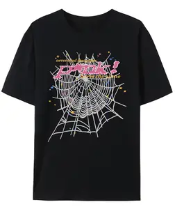 Nevermind the Spider Unisex Youth Street Spider Letter Web Printed T-Shirt - Loose Cotton Short Sleeved Top for Men and Women - Menswear