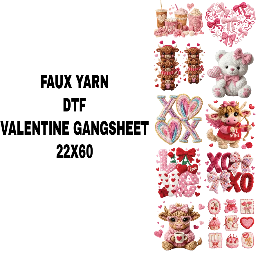 FAUX YARN VALENTINE DTF GANSHEET FOR SHIRTMAKING