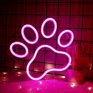 Dog Paw Shaped Neon Sign, 1 Count USB Powered LED Neon Sign, Decorative Wall Light for Home Wall Decoration, Party Decoration for Bedroom Dining Room Living Room, Led Neon Lights, Mood Decorative Lights, Neon Lamps