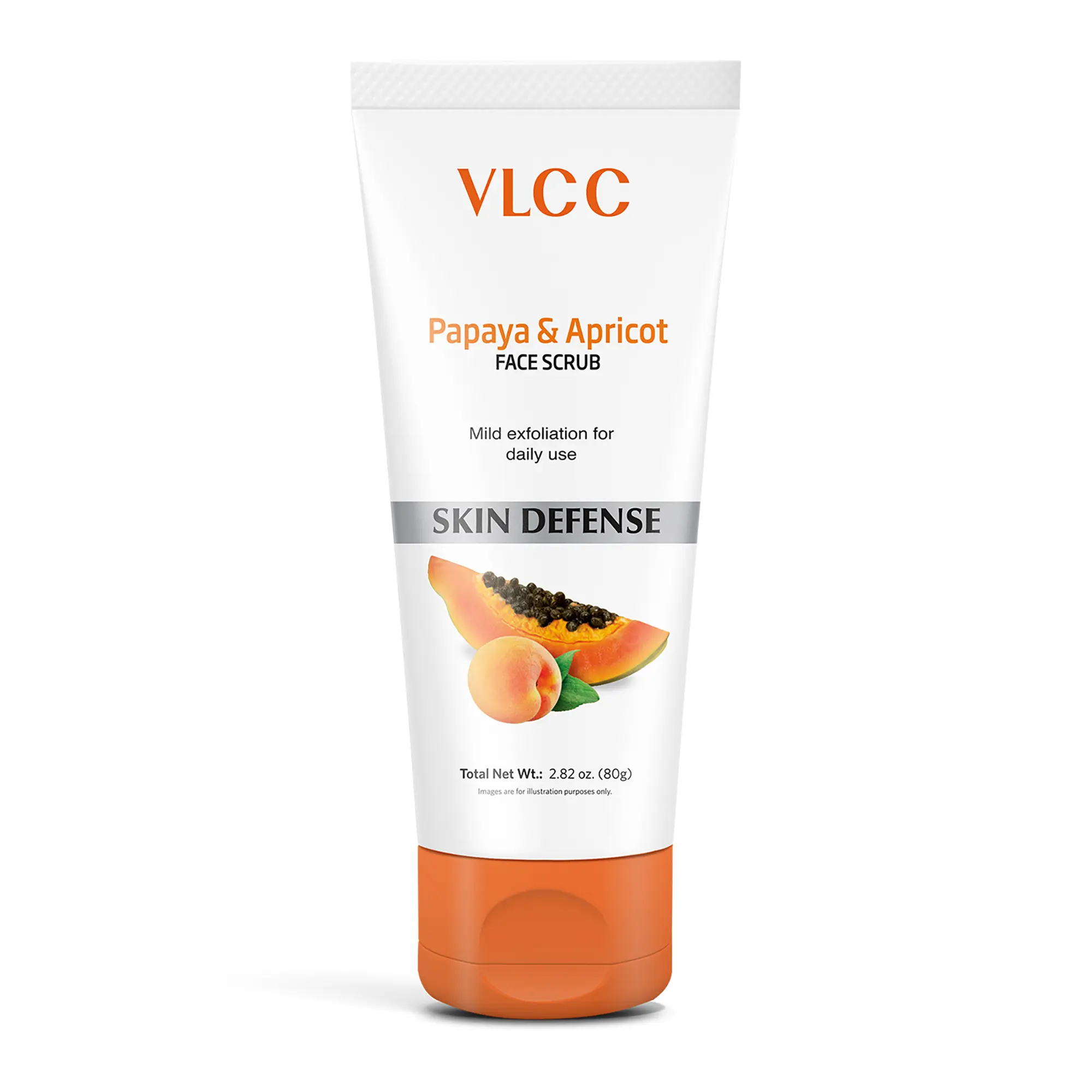 VLCC Papaya and Apricot Face Scrub - Facial Cleanser with Aloe Vera and Pineapple - Gentle Face Exfoliator for Smooth Skin - 2.82 oz