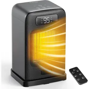 Space Heaters for Indoor Use, 1500W Small Desk Heater with Remote, Thermostat, 4 Modes, 12H Timer, LED Display, Safety Protection, 70? Oscillating Heater for Office Bedroom  (Black, 1Pack)