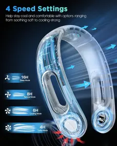 Portable Multifunctional Neck - hanging Fan: Rechargeable, 4 - speed Mode, Colorful Lights, LED Display, Quiet Operation, Your Best Companion for Outdoor Sports and Music Festivals in Summer