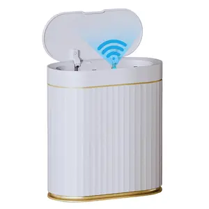 Automatic Bathroom Trash Can with Lid, 9L/2.4Gallon, Motion Sensor Trash Can, 3 Modes, IPX5  Small  Bin for Bathroom, Office, Dormitory, White +