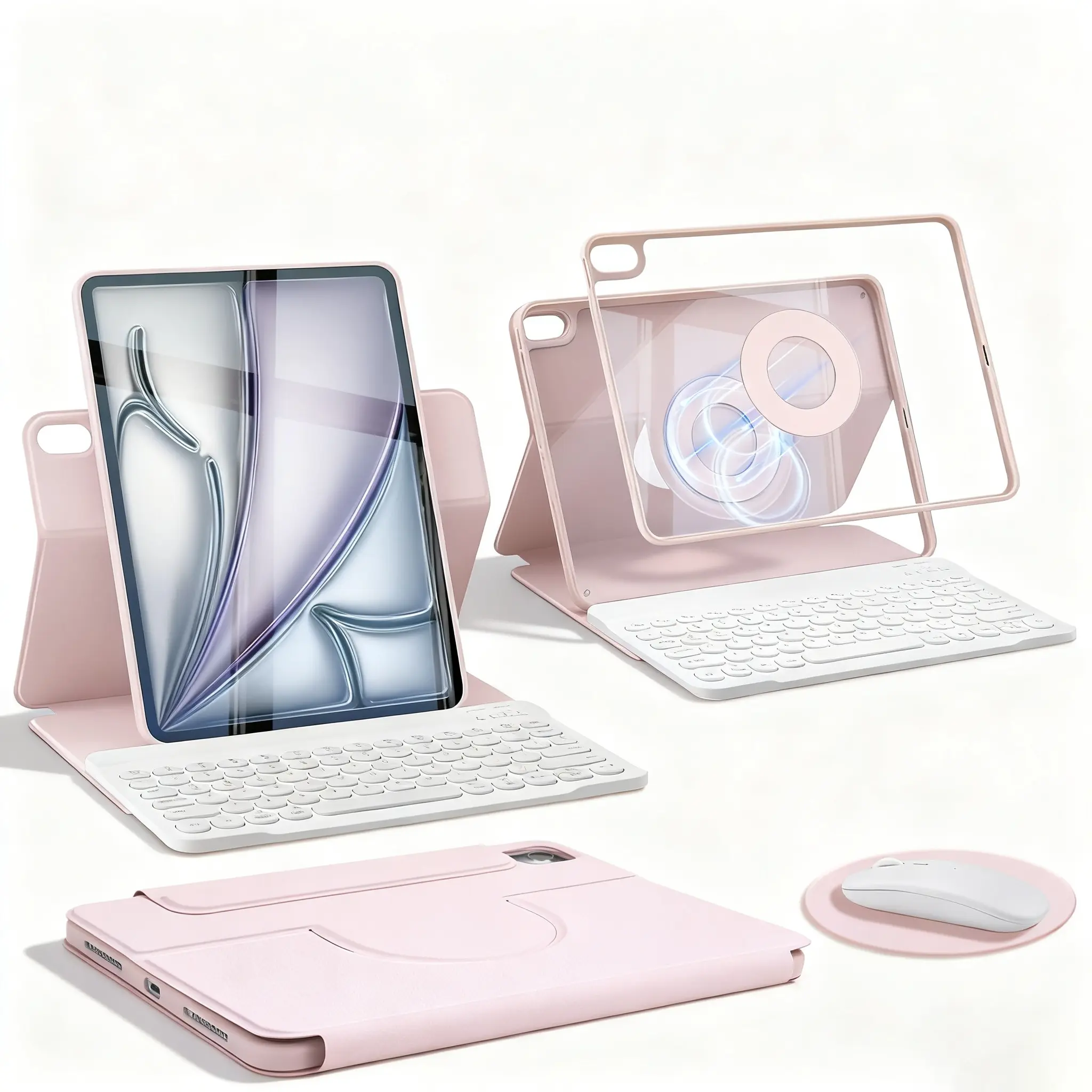 SPALLO Magnetic Keyboard Case, Tablet Accessories, Removable Magnetic Cover, Rotatable Tablet Cover for iPad Pro M5 2025, Compatible with iPad A16 11th, 10th Gen & iPad Air 8th M4 2026, 7th Gen - 360 Rotatable Detachable - Backlit Wireless with Mouse