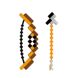 MC Pixel Mini Bow and Arrow Keychain - 3.9" Voxel Edged Iconic Block Archer Legacy with Foam Tip Safety for Gaming Fans