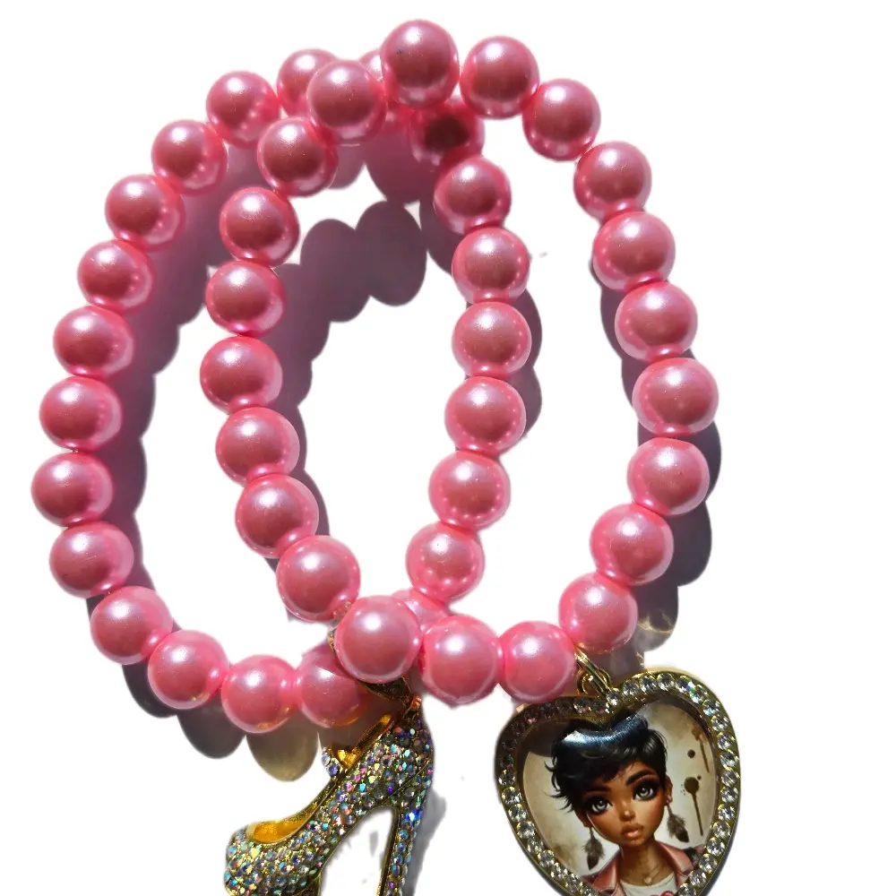 Boss Beauty Stack Pink Glam Edition Bracelet with Sparkling Charm and Pink Beads