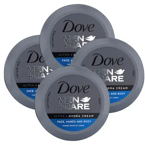 Dove Men's Care Ultra Hydra Cream Moisturizer - Multi-Pack (4 x 2.53 Oz) for Face, Hands & Body, Suitable for All Skin Types