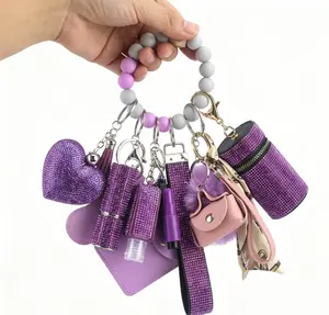 Trendy All-Match Birthday Gift - Original Design Key Ring Set in Red Pink Purple Blue Gray Black Alloy with Key Stylish Keychain Keychain Accessory