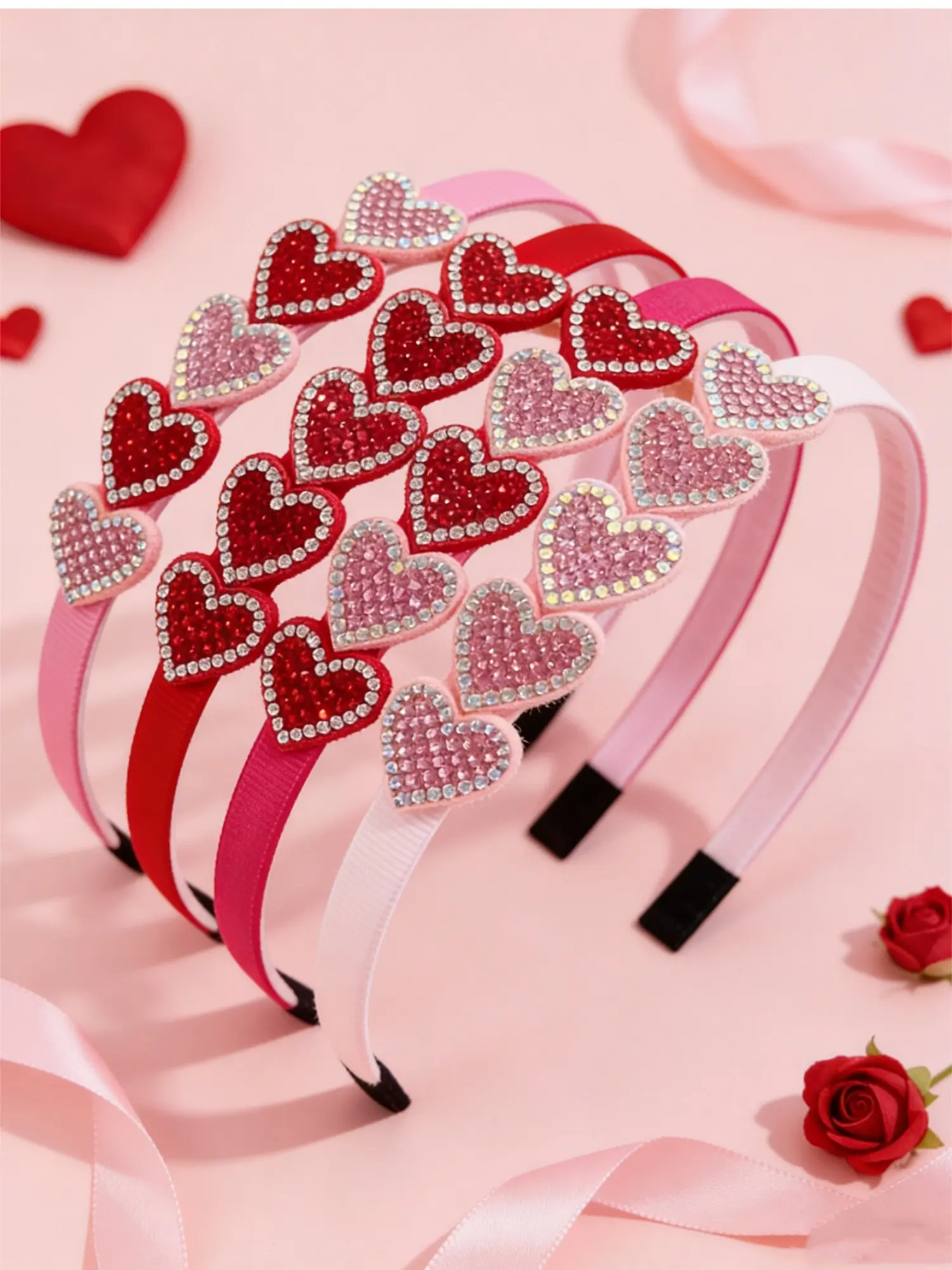 8pcs/4pcs Valentine's Day simulation hot stamping heart-shaped headband, elegant temperament, suitable for women, girls and teenagers to use, suitable for holiday parties and daily wear, very suitable for Valentine's Day