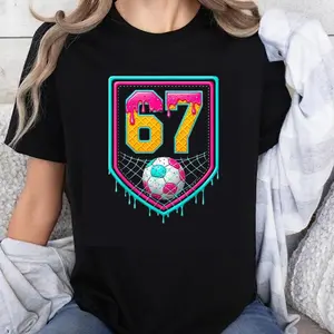 100% Cotton Unisex Soccer Drip Number 67 Soccer Player T-Shirt