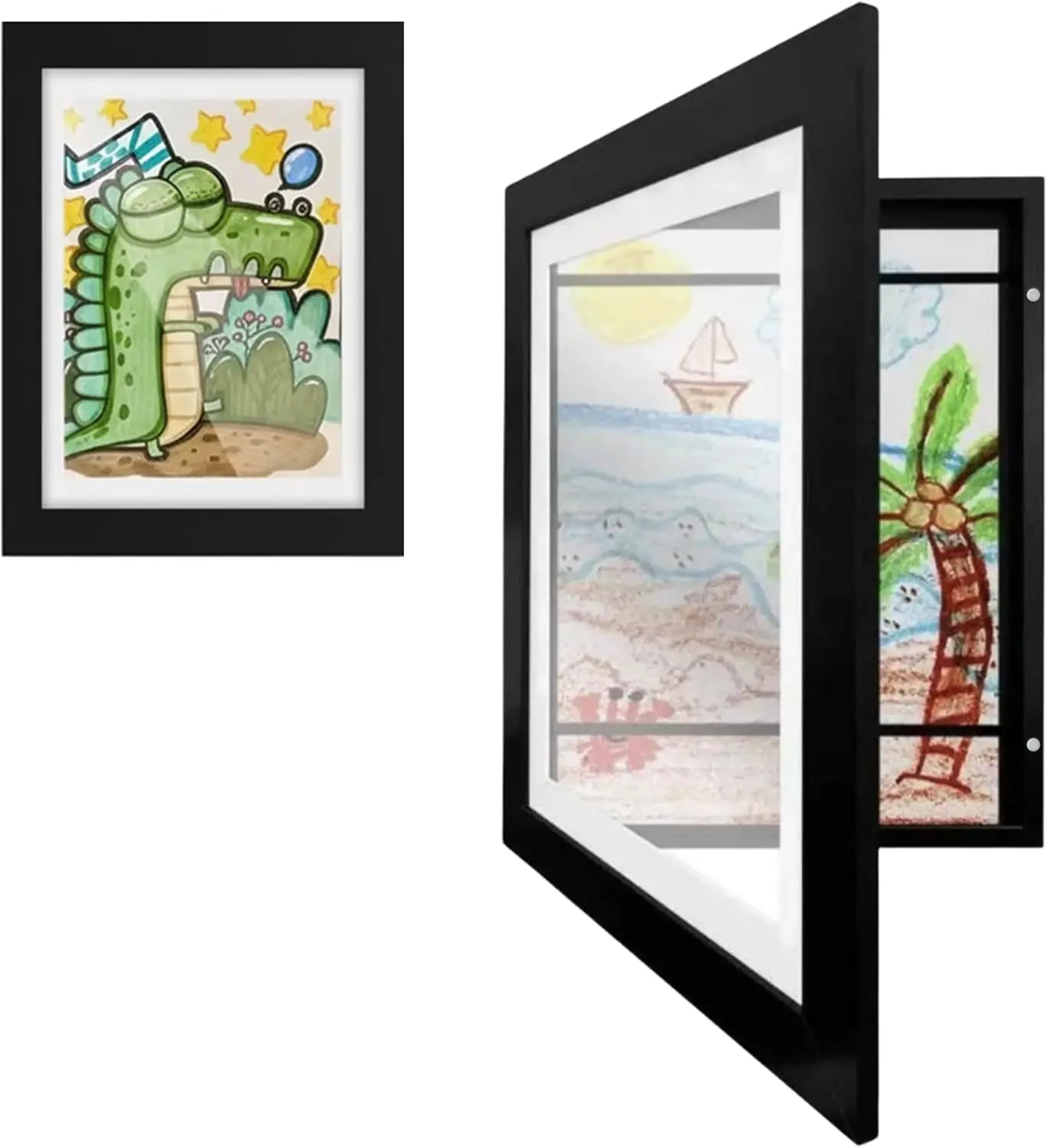 2PCS Changeable Kids Artwork Display Frames, 8.5 X 11 Inch Front Opening Picture Frames, Holds Up To 150 Artworks, Wall Hanging Craft Storage Frame For Home Decor