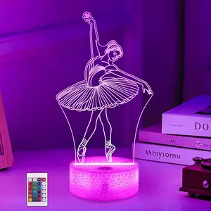 Ballet Night Light, 3D Ballerina LED Lamp with 16 Color Changing Lights, Remote Control & Timer, Ballet Room Decor, Birthday & Christmas Gift for Girls
