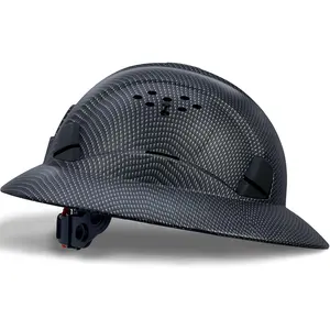 Full Brim Hard Hat - Vented, Adjustable, Lightweight Sunshade Headwear for Outdoor Work, Construction, Farming