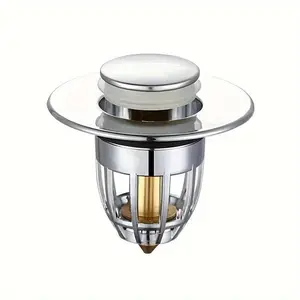 1pc Bathroom Sink Plug Stopper, Wash Basin Core Bounce Up Drain Filter, Shower Sink Filter Plug, Kitchen Bathtub Stopper, Copper Core Model Filter
