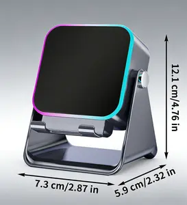 Wireless Induction Speaker 5-in-1 Bluetooth Speaker with Phone Stand,Stereo Sound, 3500mAh Rechargeable, 8 RGB Ambient Light, 360° Adjustable Holder for iPhone/Android/iPad,Gifts for Men Women