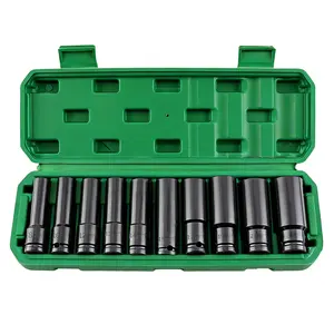 11-Piece Carbon Steel Impact Socket Set with Case, 1/2 Drive Hex Tools, 10-24mm Metric Sizes, Compatible with Electric Drills