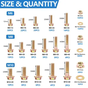 549pcs Metric Fange HexBolts, Nuts &Washers Assortment Kit,M6 M8 M10 Sizes, Class 8.8 AlloySteel, ZincPlated, for DlY, HlectronicsHousehold Appliances &CommunicationEquipment