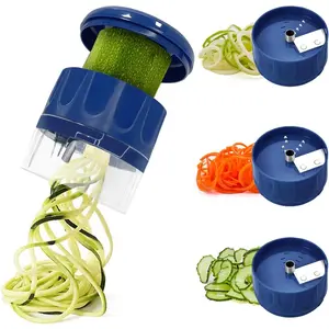 3 in 1 Vegetable Spiralizer Slicer, Adjustable Zucchini Carrot Noodle Maker, Cucumber Spiral Cutter, Easy to Use Kitchen Tool(Blue)