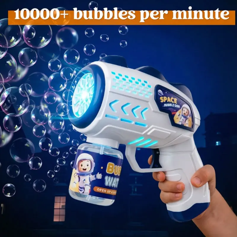 Rocket-Shape Auto Multi-Hole Bubble Machine, Handheld Air Cannon Blaster Toy for Kids Ages 4-8, Portable Colorful Bubble Blower for Summer Party Favors, Gifts campingessentials gun maker Machine for Kids fog outdoor p splish dinosaur backyard fun