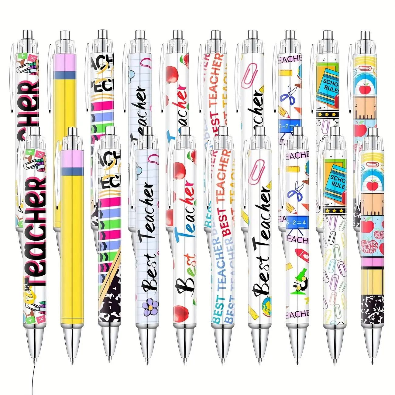 10/20pcs Teacher Ballpoint Pens Set Cute Packaging Gift Bulk Black Ink Pens Women Teachers Office Work Supplies Gifts for School Teachers Colleagues, School Stationery, Colorful Precision Pens