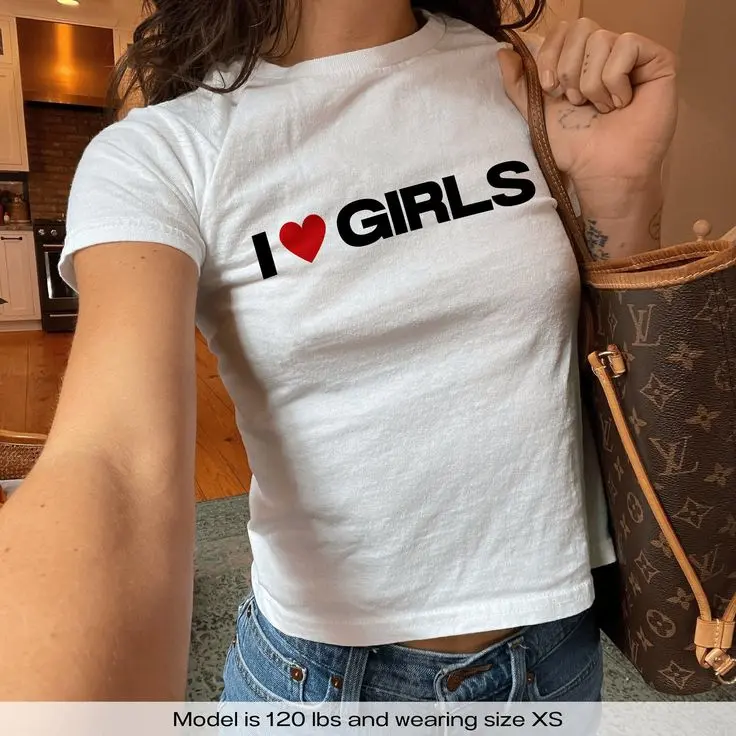 I Love Girls Lesbian Pride LGBTQ WLW Pansexual Bisexual Baby Tee Y2k Baby Tee Y2k Shirt Trendy Baby Tee Coquette Baby Tee 90s Baby Tee Shirt