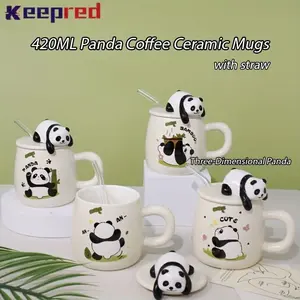 M03. High-temperature underglaze panda mug with straw