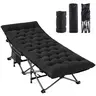 Heavy-Duty Steel Camping Cot for Adults, Extra Wide Portable Folding Bed with Removable Padded Mattress & Carry Bag, 500 lbs Capacity for Travel & Camping, Camping Accessories
