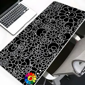 Art Skull And Flower Large Gaming Mouse Pad,Aesthetic Desktop Drotection Pad,Washable Rubber Pad Non-Slip Lock Edge Multi-Size Mouse Pad Suitable For Home Office, Desktop Accessory ,Good Gift for Family and Friends, Desk Accessories