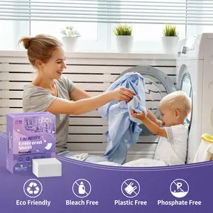 YUCO Laundry Detergent Sheets 80 Loads Liquidless Laundry Soap Sheets Fast Dissolve Travel Friendly Plastic Free Hypoallergenic Eco Laundry Detergent with Berry Lavender Sandalwood Scent for Home Camping RV