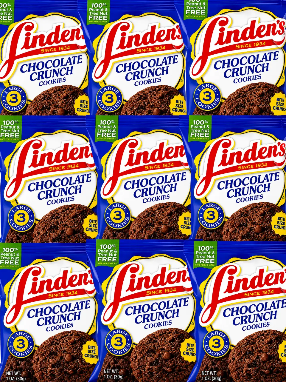 Linden's Chocolate Crunch Cookies 9 Pack or 12 Pack  1.8oz Bags | NYC Bodega Cookies | 3 Large Crunchy Chocolate Cookies Per Pack | – NY Snack Pantry