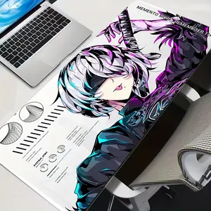 【Moving Season】Large Rubber Base Non-Slip Anime Girl Design Mouse Pad | Rectangular Gaming Mouse Mat, Cute Black and White Themed Keyboard Pad for Computer Accessories