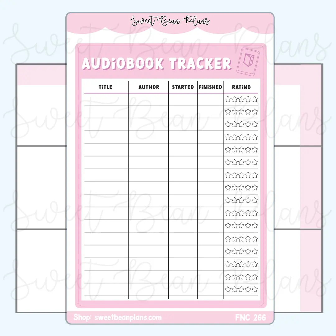 Audiobook Tracker Large Functional Vinyl Planner Sticker | Fnc 266