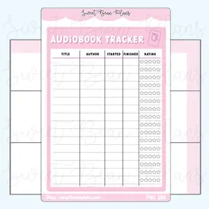 Audiobook Tracker Large Functional Vinyl Planner Sticker | Fnc 266