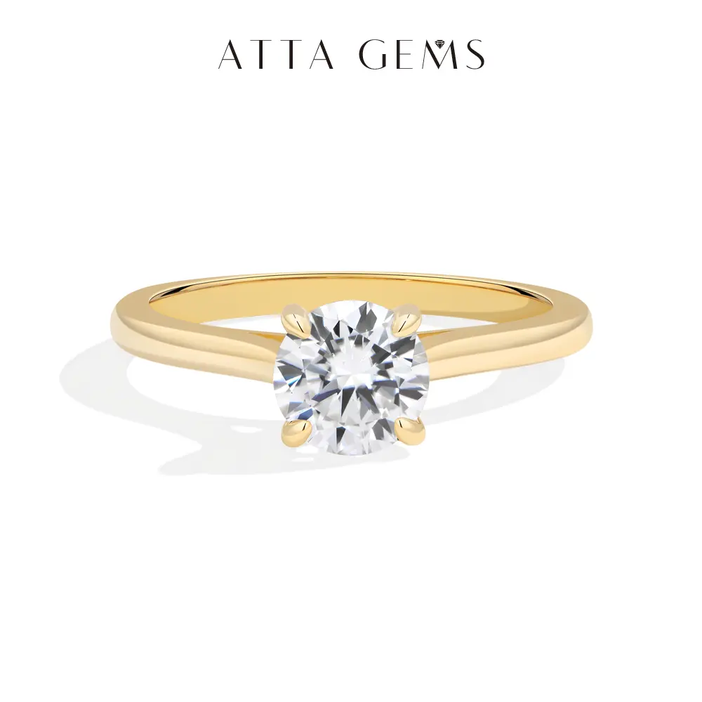 ATTAGEMS S925 Sterling Silver 1.0-3.0CT D Color VVS1 Round Moissanite Ring, Solitaire Engagement Wedding Bands for Women, Beautiful Rings, Fine Moissanite Rings