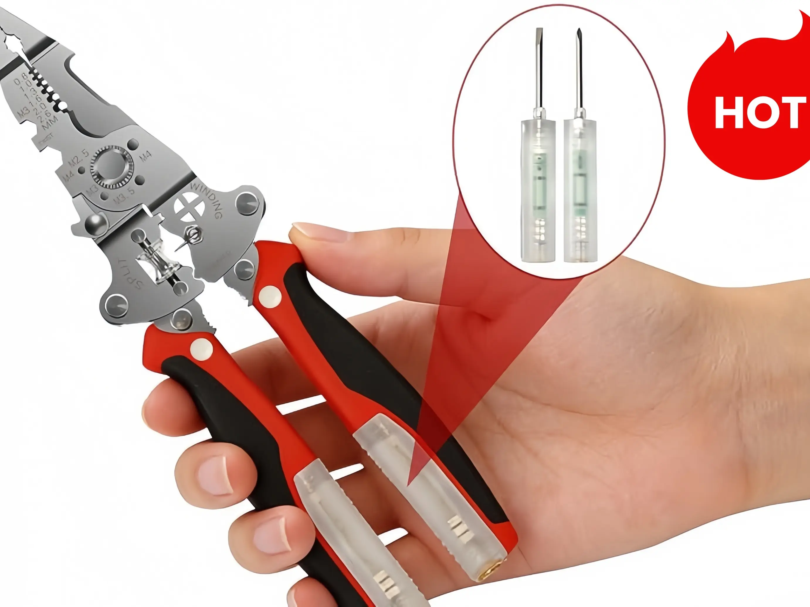 2026 Christmas Gift 16-in-1 Lineman Wire Stripping Pliers with Insulated Grip - Heavy Duty AWG Cable Crimper Cutter, Non-Contact Voltage Tester, 12-250V AC DC Live Wire LED & Audible Alarm for DIY Enthusiasts, Technicians, Home Wiring Repairs