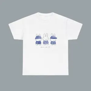 Wave to Earth Miffy T-Shirt, Funny Three Bunnies T-Shirt, Cute Rabbit T-Shirt Novelty Graphic T Shirt funny tshirt Undershirts Tees Casual Streetwear Classic Plain Men's Women Cotton Moisture Wicking Short Sleeve Crew Neck